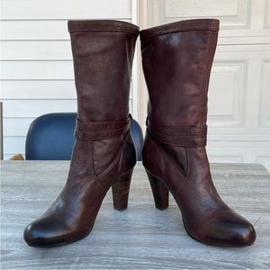 Frye Miranda Leather Mid Calf Boots 3.5” Heel